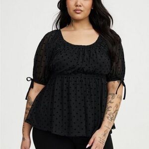 Torrid Flocked Mesh Babydoll Top Size 00